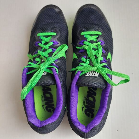 NIKE Men's Track Spikes 10.5 Black Green Purple Rival D Distance 806556 Extras - Picture 6 of 13